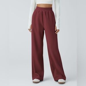 Halara High Waisted Pocket Straight Leg Mop Corduroy Casual Pants sz Large Fall